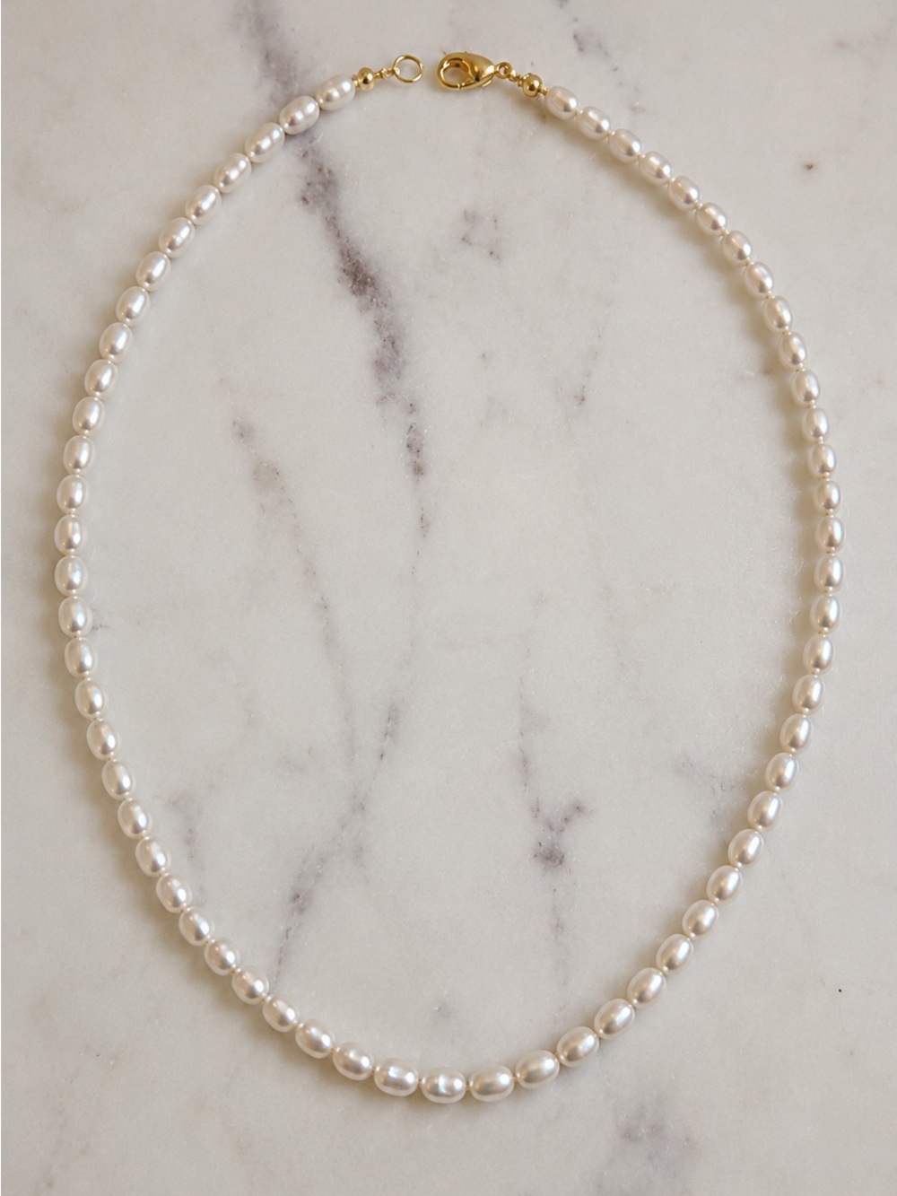 Classic Freshwater Pearl Necklace with Gold Clasp - White